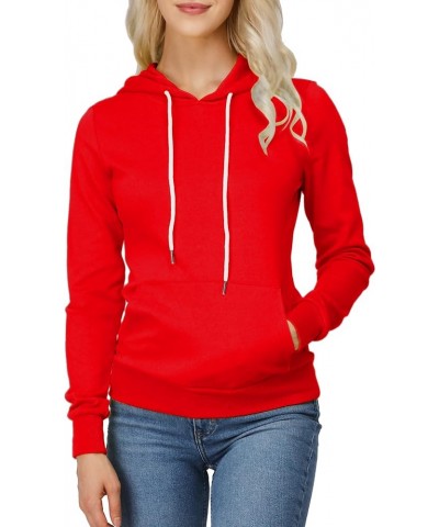 Women's Slim Fit Pullover Hoodie Lightweight Long Sleeve Kangaroo Pocket Basic Casual wear Oscwohol032-red $18.43 Hoodies & S...