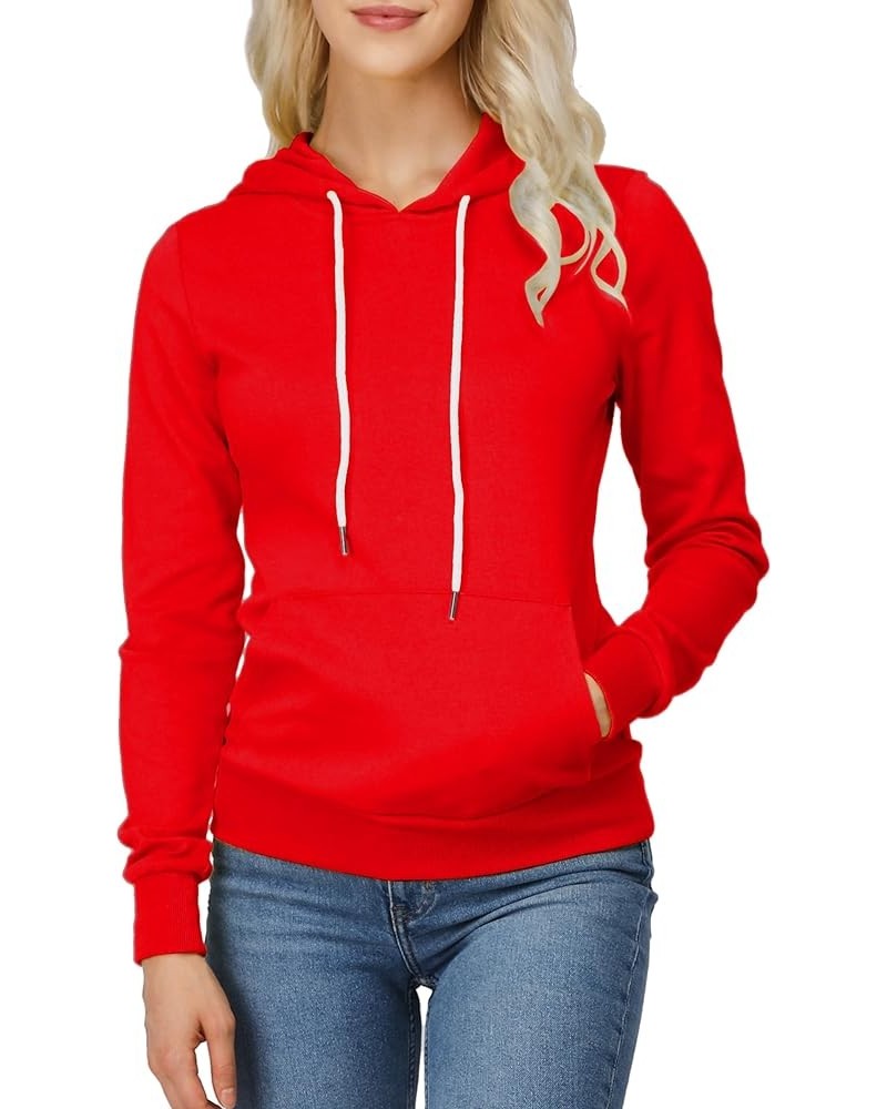 Women's Slim Fit Pullover Hoodie Lightweight Long Sleeve Kangaroo Pocket Basic Casual wear Oscwohol032-red $18.43 Hoodies & S...