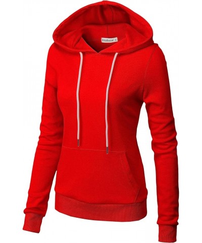 Women's Slim Fit Pullover Hoodie Lightweight Long Sleeve Kangaroo Pocket Basic Casual wear Oscwohol032-red $18.43 Hoodies & S...