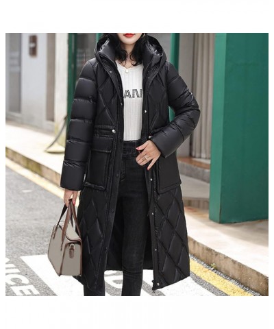 Puffer Jacket Women Lightweight Hooded Oversized Long Sleeve Zip Button Water Packable Jacket Warm Winter Long Black $25.44 A...