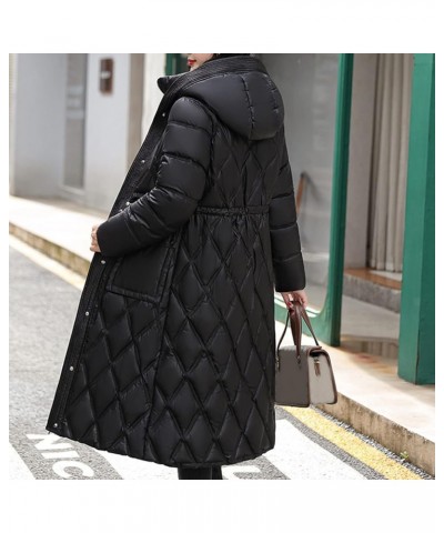 Puffer Jacket Women Lightweight Hooded Oversized Long Sleeve Zip Button Water Packable Jacket Warm Winter Long Black $25.44 A...