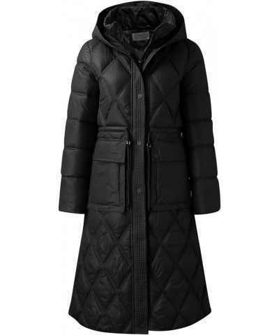 Puffer Jacket Women Lightweight Hooded Oversized Long Sleeve Zip Button Water Packable Jacket Warm Winter Long Black $25.44 A...