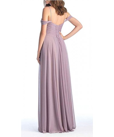 Women's A-Line Pleated Cold-Shoulder Chiffon Long Bridesmaid Dress Burgundy $32.48 Dresses