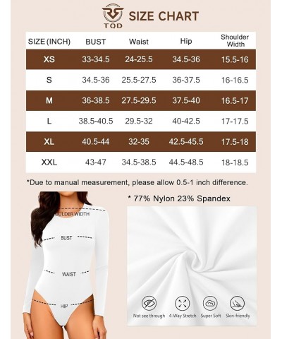 Womens Long Sleeve Bodysuit Thong: Double Lined Slimming Body Suit - Seamless Crew Neck One Piece Body Suits Tops Stretchy Lo...