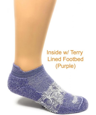 All Day - Everyday - Terry Lined - Cushioned - All-Purpose Socks - Unisex Lilac / White - Tab Anklet $10.81 Socks