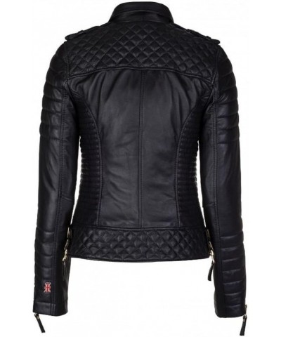 Women's Lambskin Leather Motorcycle Biker Jacket - X Large Black $47.58 Coats