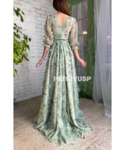 Long Sleeve Prom Dress 3D Butterfly Tulle Ball Gown for Women 2024 V Neck Puffy Formal Evening Gowns with Pockets Red $41.24 ...