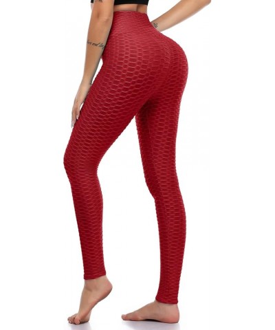 Workout Leggings for Women High Waist Yoga Pants Running Butt Lift Tights Slimming Booty Leggings Burgundy $7.53 Others