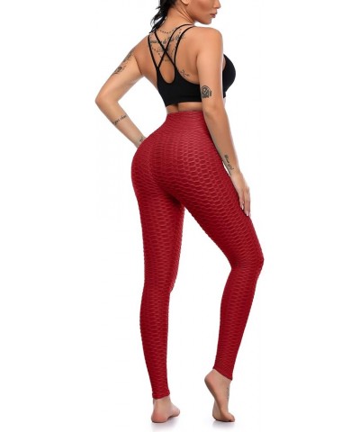 Workout Leggings for Women High Waist Yoga Pants Running Butt Lift Tights Slimming Booty Leggings Burgundy $7.53 Others