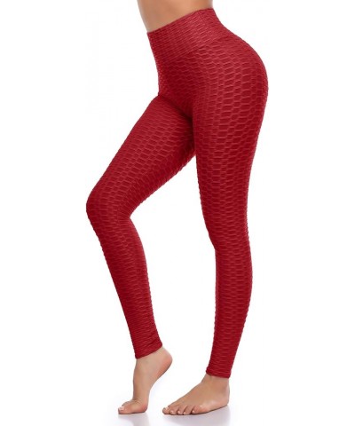 Workout Leggings for Women High Waist Yoga Pants Running Butt Lift Tights Slimming Booty Leggings Burgundy $7.53 Others