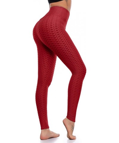 Workout Leggings for Women High Waist Yoga Pants Running Butt Lift Tights Slimming Booty Leggings Burgundy $7.53 Others