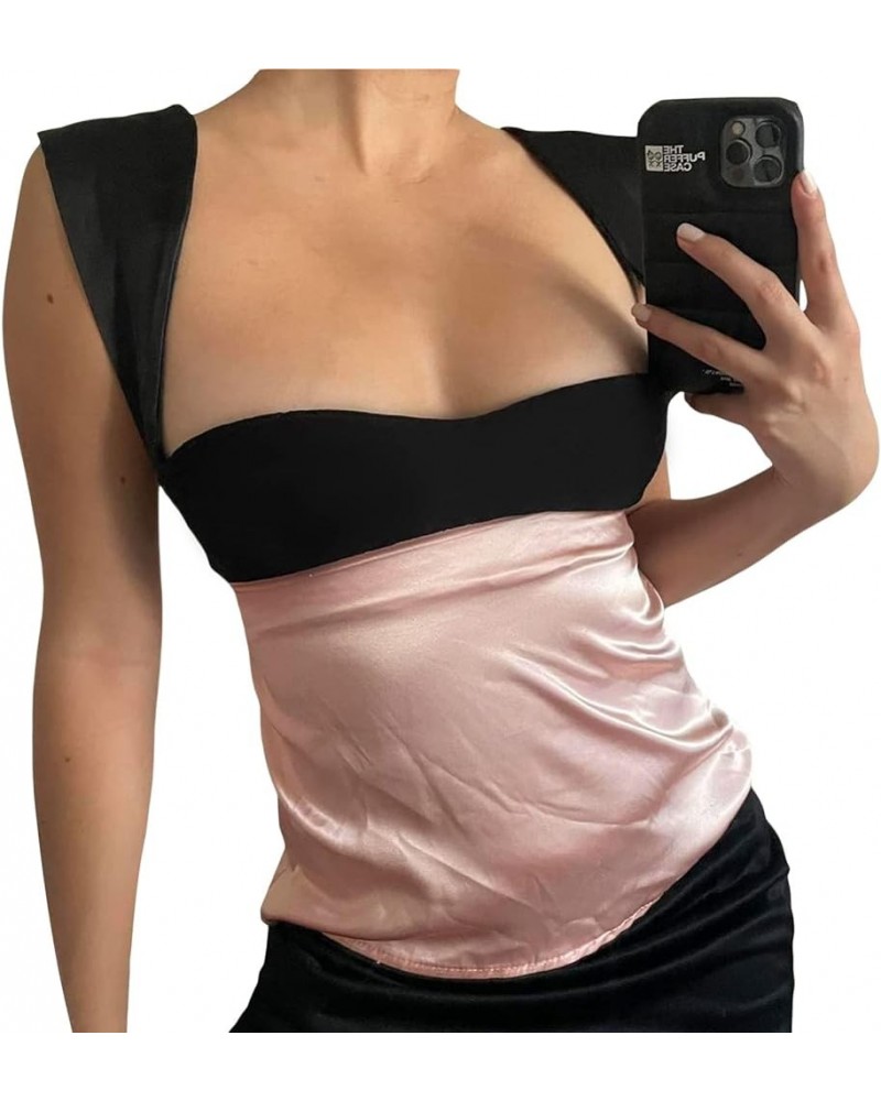 Women Tank Top Y2K Backless Crop Top Slim Fit Low Cut Spaghetti Strap Camisoles Sleeveless Basic Tops Streetwear I-pink $7.55...