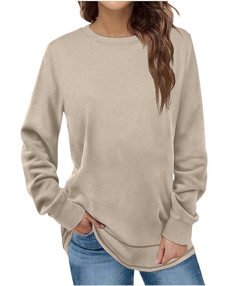 Oversized Sweatshirt for Women Casual Crewneck Long Sleeve Tops Fleece Comfy Loose Fit Fall 2023 Trendy Clothes 07 Khaki $8.3...