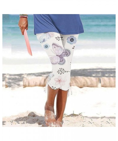 Capri Pants for Women Casual Summer Beach Pants Quick Dry Lightweight Pants Drawstring Crop Vacation Pants 23 Beige $6.89 Pants