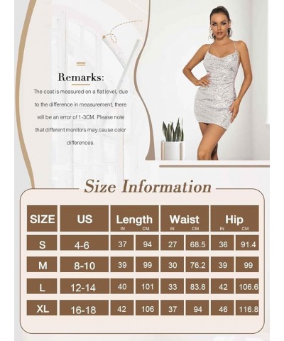 Sequin Bodycon Dress Sparkly Spaghetti Strap Dress Backless Cocktail Party Dresses Women Strapless Clubwear Mini Dress Silver...