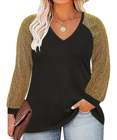 Plus Size Tops For Women Lace Long Sleeve Blouses Casual Loose Tunic Fall Dressy Shirts XL-5XL 3695-black $13.44 Tops