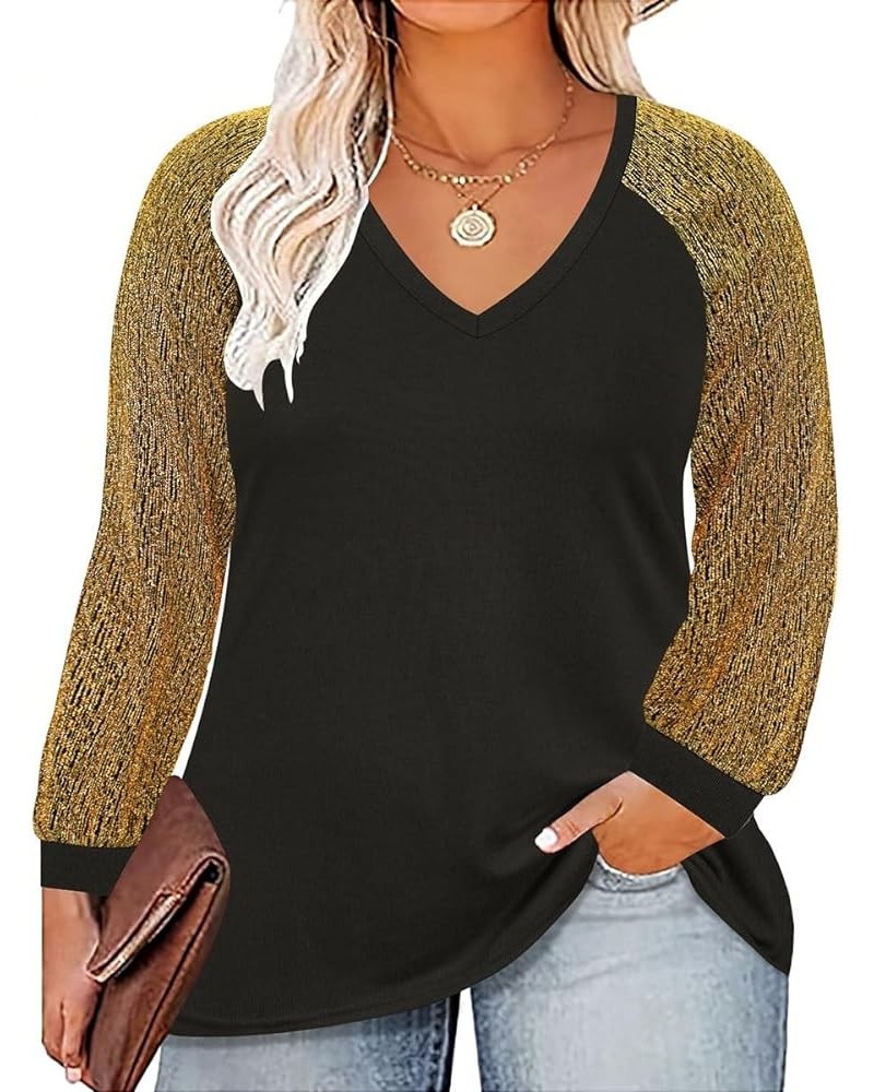 Plus Size Tops For Women Lace Long Sleeve Blouses Casual Loose Tunic Fall Dressy Shirts XL-5XL 3695-black $13.44 Tops