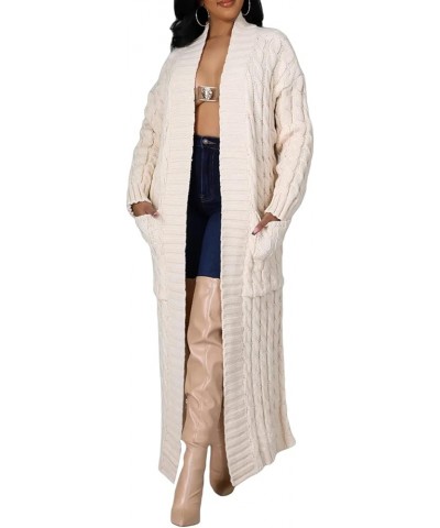 Women's Long Cardigan Sweater Open Front Solid Cable Knit Loose Thick Coat Warm Jacket Fall Winter Casual Outwear Apricot $14...