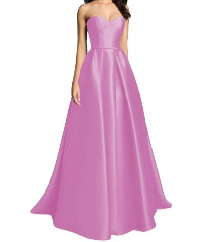 A Line Strapless Sleeveless Floor Length Sweetheart Neck Prom Dress for Women Red-27 $43.34 Dresses