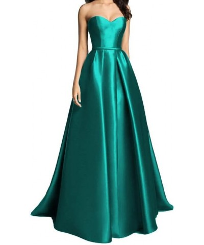 A Line Strapless Sleeveless Floor Length Sweetheart Neck Prom Dress for Women Red-27 $43.34 Dresses