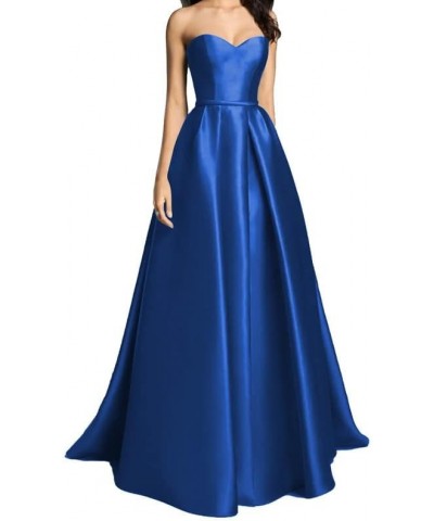 A Line Strapless Sleeveless Floor Length Sweetheart Neck Prom Dress for Women Red-27 $43.34 Dresses