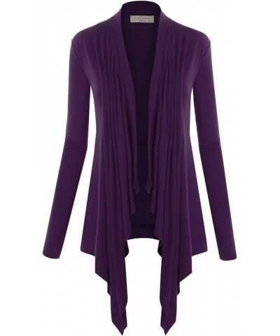 CTC Womens Off-Duty Open Front Cardigan - Made in USA Wsk849_dark_purple $10.17 Sweaters