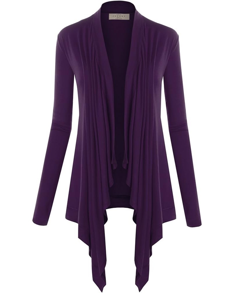 CTC Womens Off-Duty Open Front Cardigan - Made in USA Wsk849_dark_purple $10.17 Sweaters