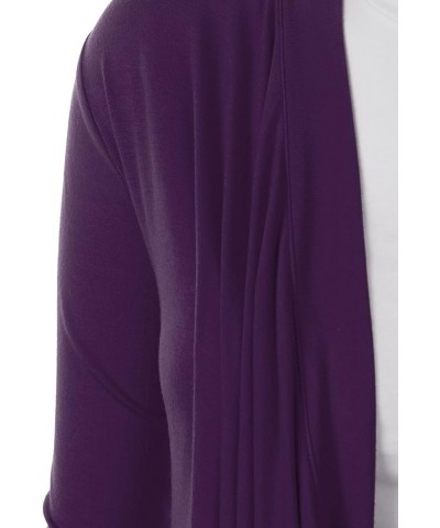 CTC Womens Off-Duty Open Front Cardigan - Made in USA Wsk849_dark_purple $10.17 Sweaters