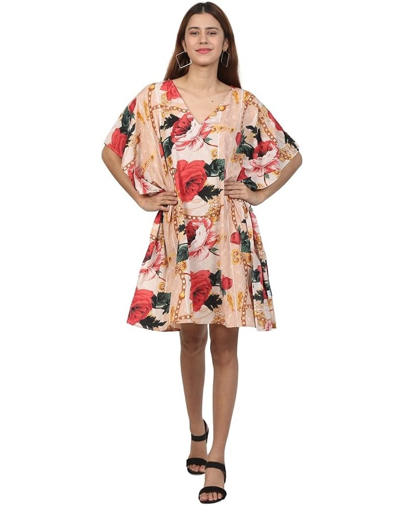 ♥ Womens Turkish Kaftan Kimono Maxi Dress Caftan Beach Swimsuit Cover up Loungewear Pink Red Chain Floral $10.10 Swimsuits