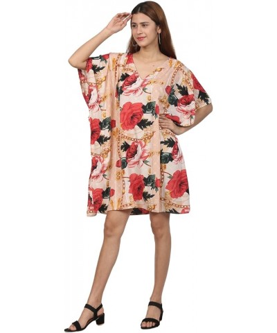 ♥ Womens Turkish Kaftan Kimono Maxi Dress Caftan Beach Swimsuit Cover up Loungewear Pink Red Chain Floral $10.10 Swimsuits