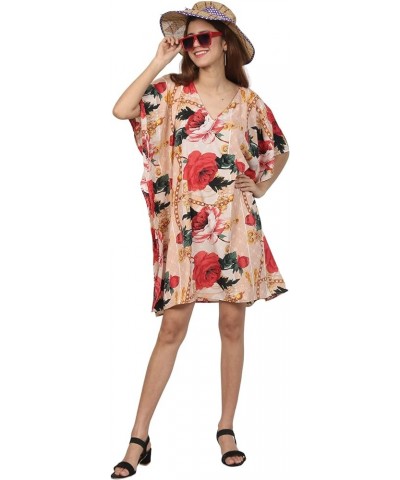 ♥ Womens Turkish Kaftan Kimono Maxi Dress Caftan Beach Swimsuit Cover up Loungewear Pink Red Chain Floral $10.10 Swimsuits