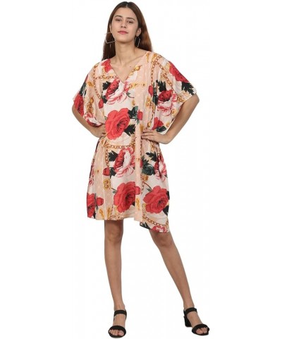 ♥ Womens Turkish Kaftan Kimono Maxi Dress Caftan Beach Swimsuit Cover up Loungewear Pink Red Chain Floral $10.10 Swimsuits