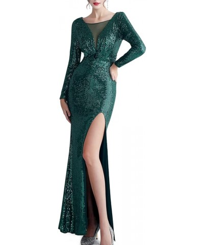 Women Formal Evening Dress Long Sleeve 1920s Squins Cocktail Mermaid Gown Elegant Wedding Classy Party Dresses X-green $39.90...