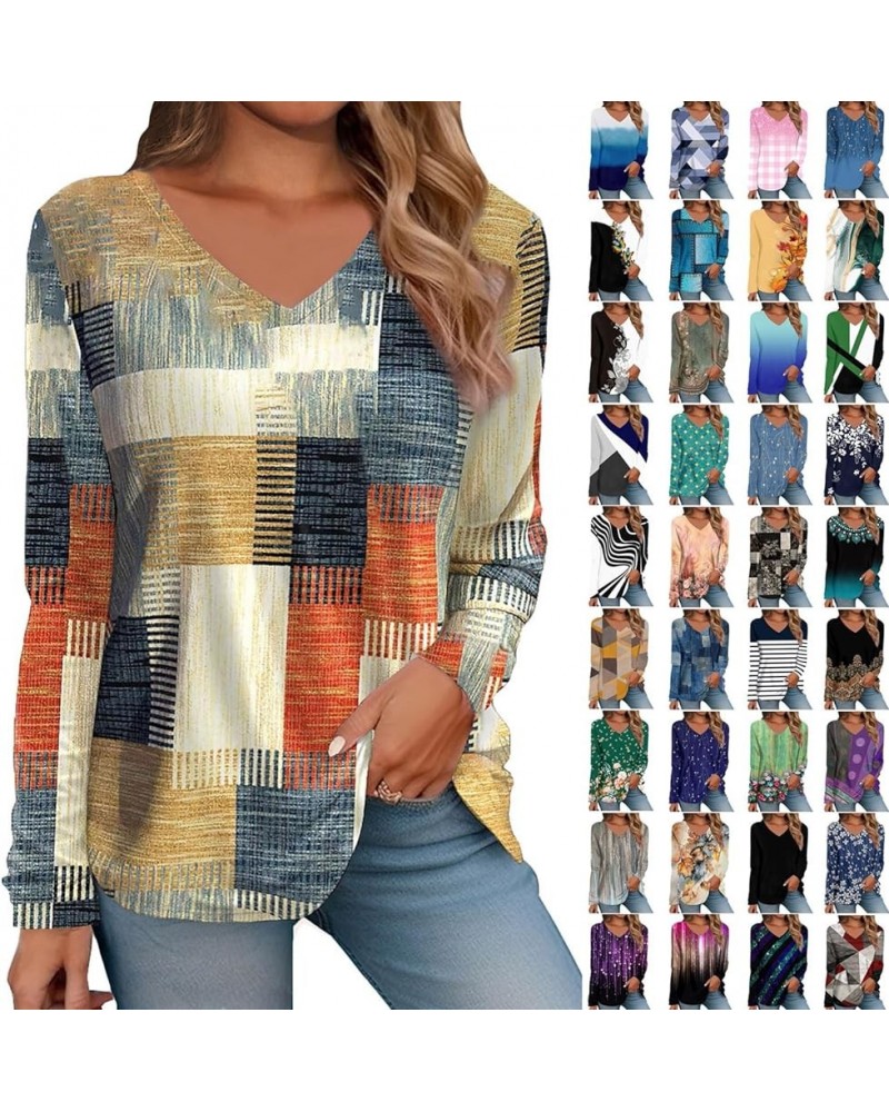 Women's 2023 Fall Long Sleeve V Neck Shirts Casual Lightweight Sweatshirts Loose Blouse Tunic Tops with Leggings C-purple $7....