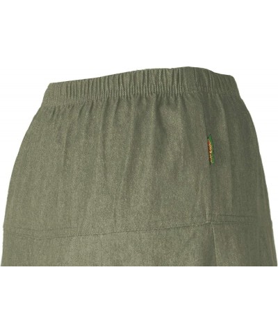 Womens Basic Ultra Soft Lightweight Denim Fit and Flare A-Line Ankle Length Maxi Skirt Olive Green $25.91 Skirts