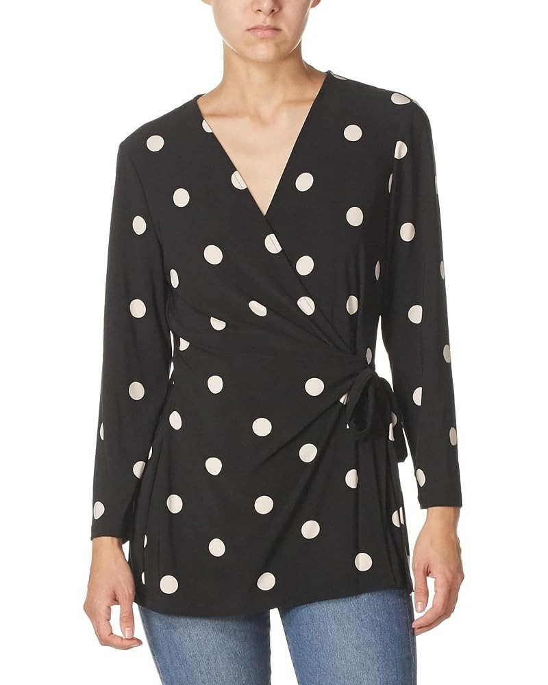 Women's Faux Wrap Top Anne Black/Anne White $19.64 Blouses