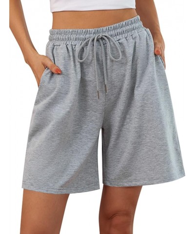 Women's Casual Summer Sweat Shorts Athletic Gym Shorts Loose Hiking Running Jogger Shorts with Pockets Grey $12.49 Activewear