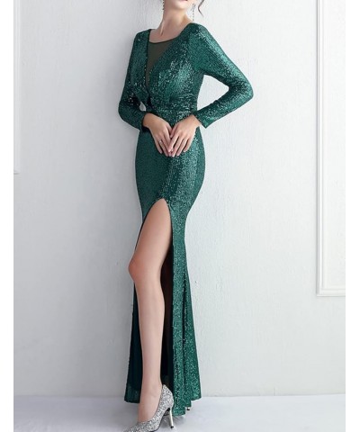 Women Formal Evening Dress Long Sleeve 1920s Squins Cocktail Mermaid Gown Elegant Wedding Classy Party Dresses X-green $39.90...