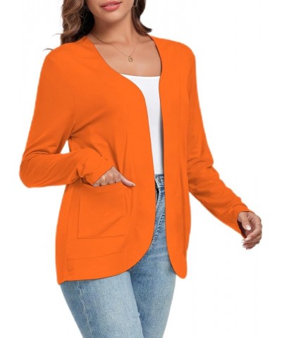 Women’s Lightweight Cardigan with Pockets Long Sleeve Open Front Cardigan for Women Orange $14.40 Sweaters