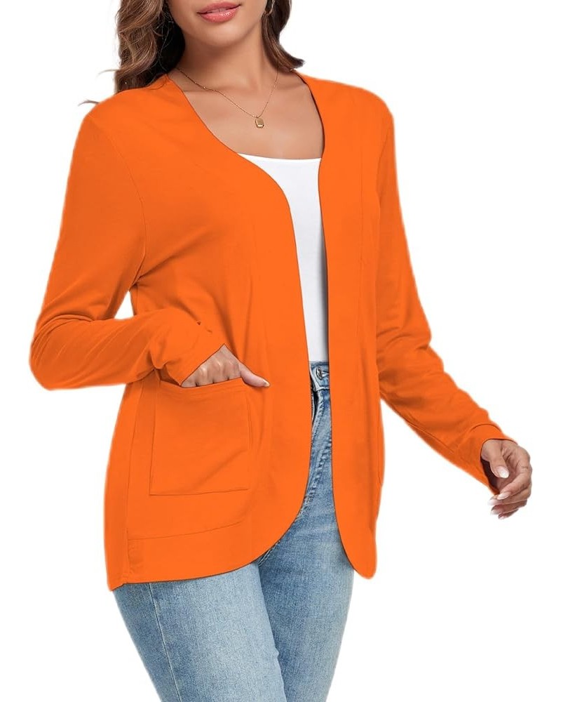 Women’s Lightweight Cardigan with Pockets Long Sleeve Open Front Cardigan for Women Orange $14.40 Sweaters