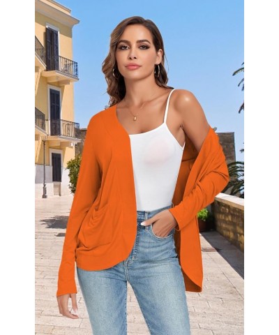 Women’s Lightweight Cardigan with Pockets Long Sleeve Open Front Cardigan for Women Orange $14.40 Sweaters