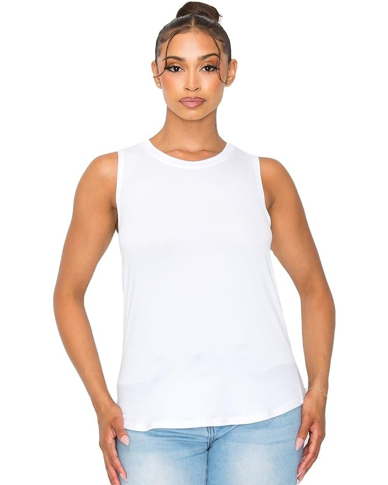 Women’s Tank Top – Sleeveless Slim Fit Soft Casual Basic Yoga Active Athletic Gym Workout Running T Shirts White $14.04 Activ...