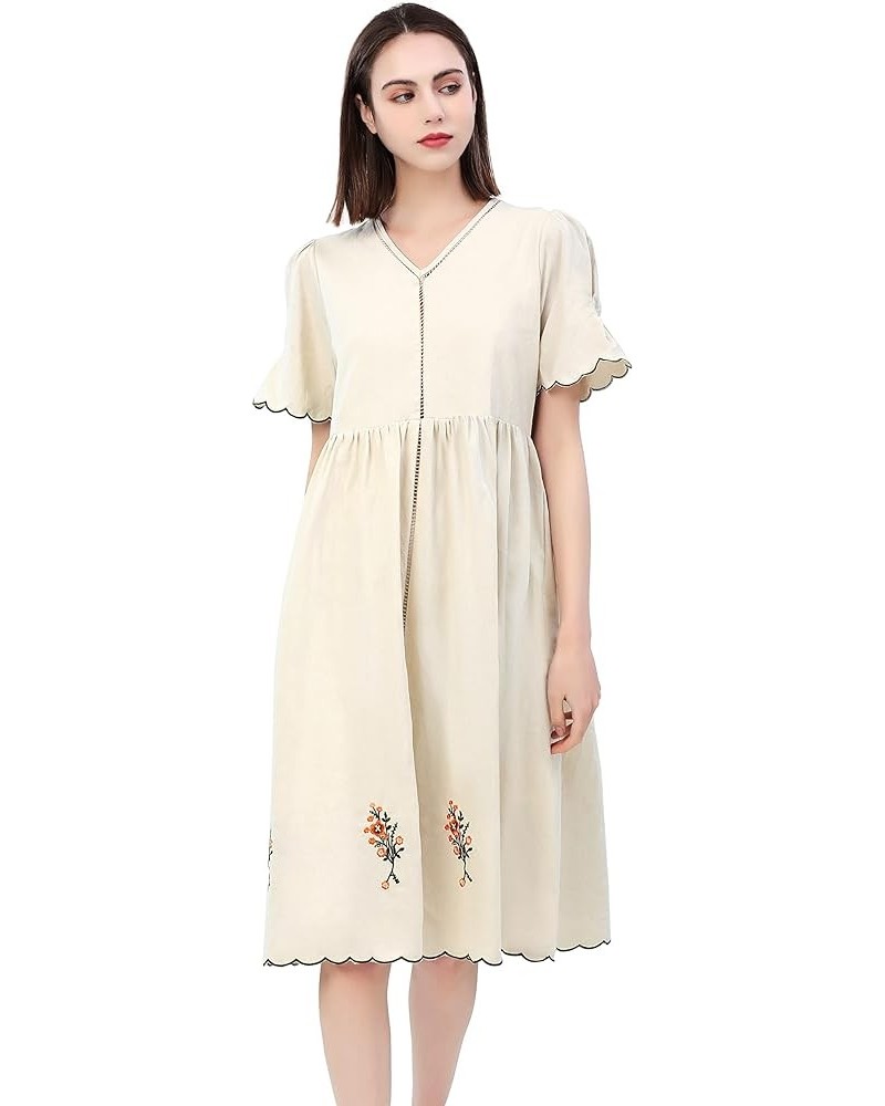 Womens Casual 3/4 Sleeve Floral Embroidered Mexican Peasant Dressy Tops Blouses Dress Tunic White 2 $22.61 Dresses