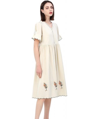 Womens Casual 3/4 Sleeve Floral Embroidered Mexican Peasant Dressy Tops Blouses Dress Tunic White 2 $22.61 Dresses