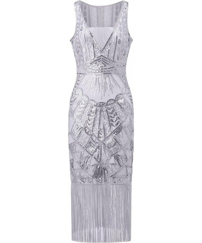 Women's Flapper Dresses 1920s V Neck Vintage Gatsby Party Dress Art Deco Dress Gray $20.16 Dresses