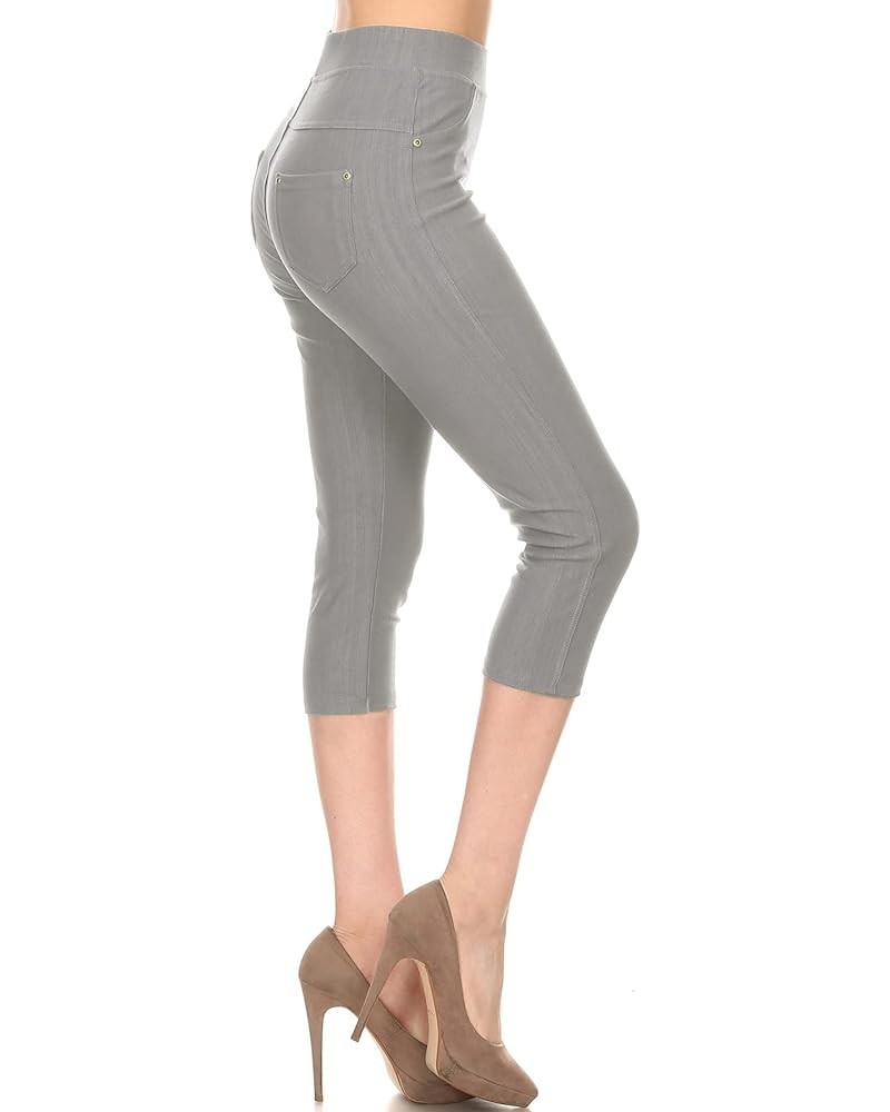 Women's Cotton Blend Stretch Pull-on Jeggings Casual Pants with Pockets (Available in Plus Size) Capri-light Grey $11.27 Legg...