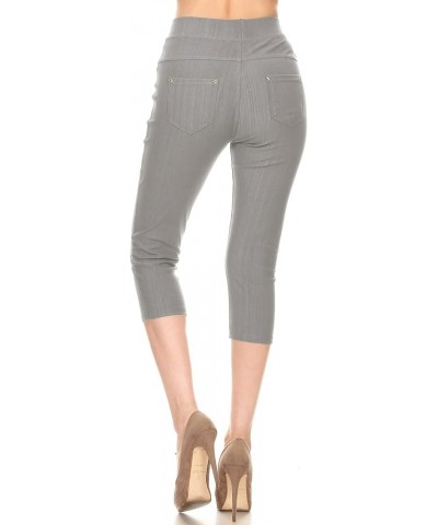 Women's Cotton Blend Stretch Pull-on Jeggings Casual Pants with Pockets (Available in Plus Size) Capri-light Grey $11.27 Legg...