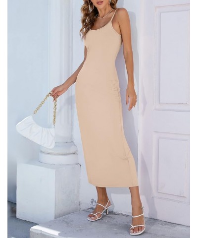 Women Full Slip Under Dresses Sleeveless Adjustable Spaghetti Strap Cami Maxi Dress Nightgowns Sleepwear Long-khaki $10.50 Sl...