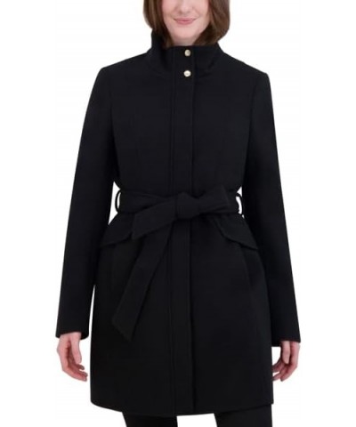 Women's Belted Faux Wool Jacket Black $55.20 Coats