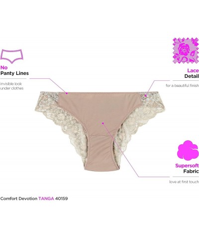 Women's Comfort Devotion- Lace Back Tanga Panty Antique Floral Print/Luminous Lilac $8.07 Lingerie